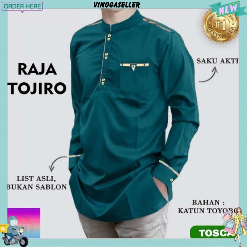 UFC RAJA TOJIRO BAJU KOKO PRIA LENGAN PANJANG MUSLIM QURTA RAJA TOJIRO UKURAN JUMBO M,L,XL,XXL