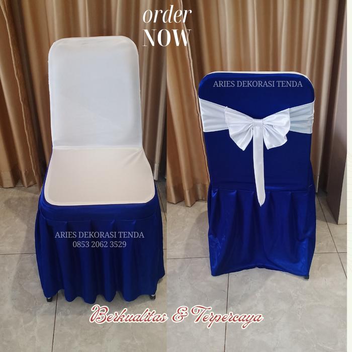 sarung kursi futura rempel kain abutay termurah - putih biru