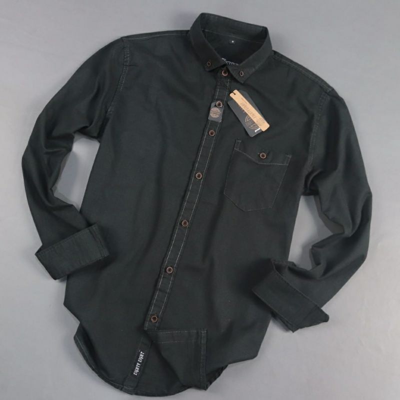 Kemeja Flanel Pria / Kemeja Polos Pria / Kemeja Hitam / Kemeja Panjang / Kemeja Eighty Eight / Kemen