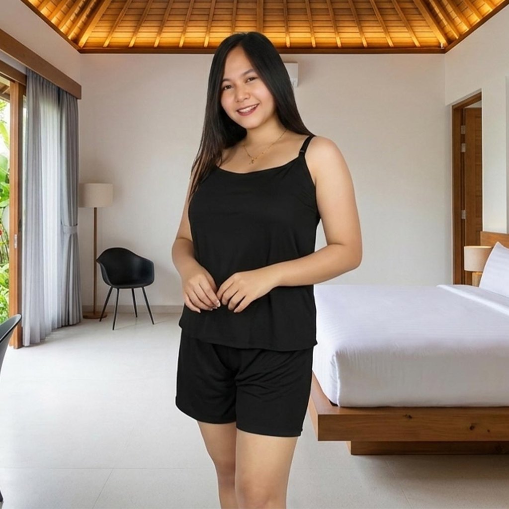Setelan baju tidur singlet rayon wanita oneset