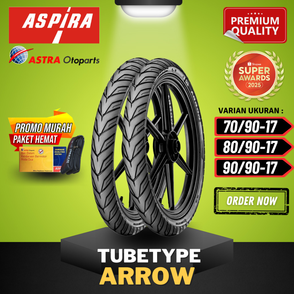 [BAYAR DI TEMPAT] BAN ASPIRA TUBETYPE (NON TUBELESS) ARROW / BAN LUAR ASPIRA RING 17 ( 70/90-17 - 80