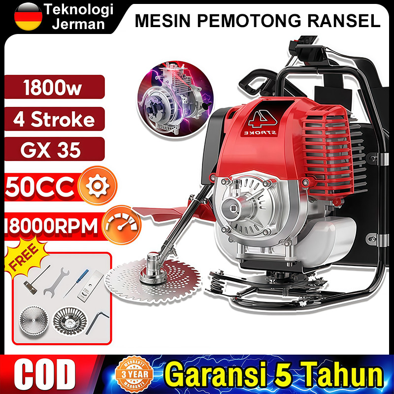 ECOSEN 1800W Mesin Potong Rumput 4 Tak Brush Cutter Gendong 50CC Mesin Pemotong Rumput Powerfull