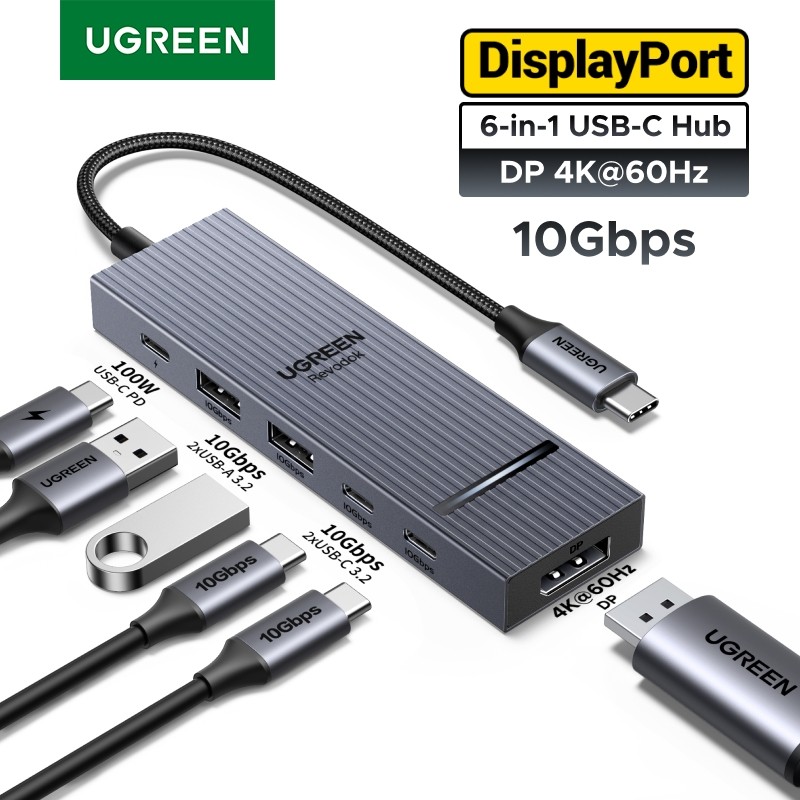 UGREEN splayPort USB HUB Type-C to DP 4K60Hz 10Gbps USB-A/C Data Ports PD100W arge for Laptop MacBoo