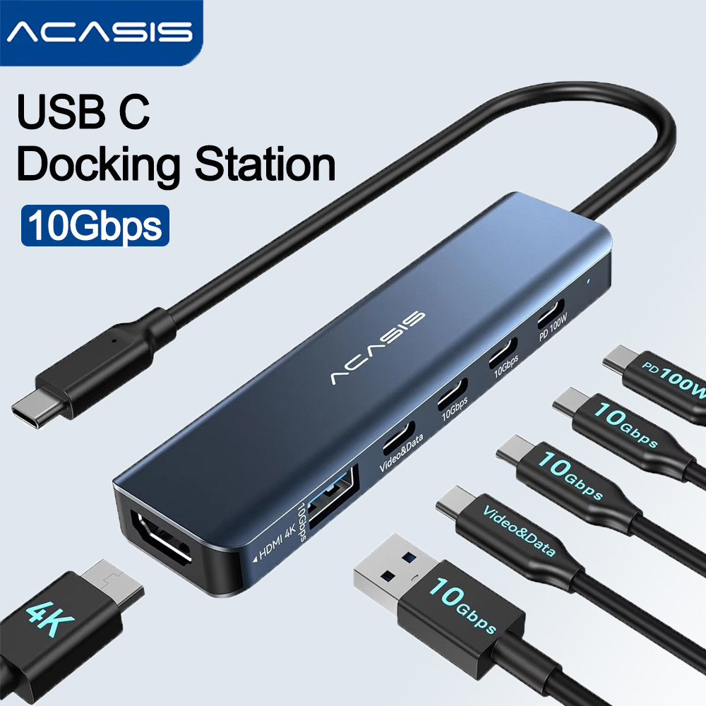 ACASIS 10Gbps USB C Splitter with 4K@60Hz Video Output USB C Hub 100W PD Multiport Adapter Splitter 