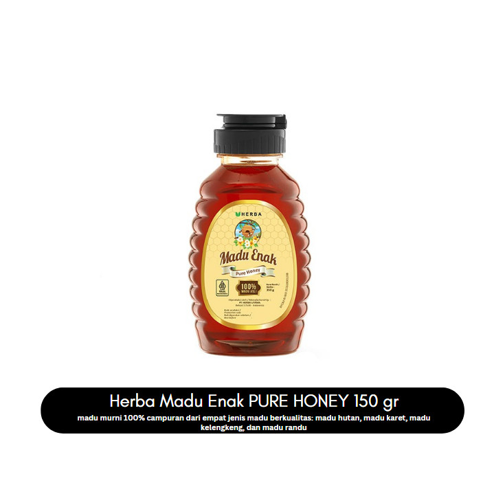 Herba Madu Enak Pure Honey 150 Gr Premium Plus Natural Asli Murni Madu Kelengkeng Karet Hutan Randu