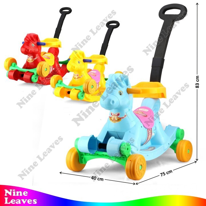 Mainan Anak Tunggangan Ayun Kuda 2 In 1 B/O Musik Lampu + Dorongan