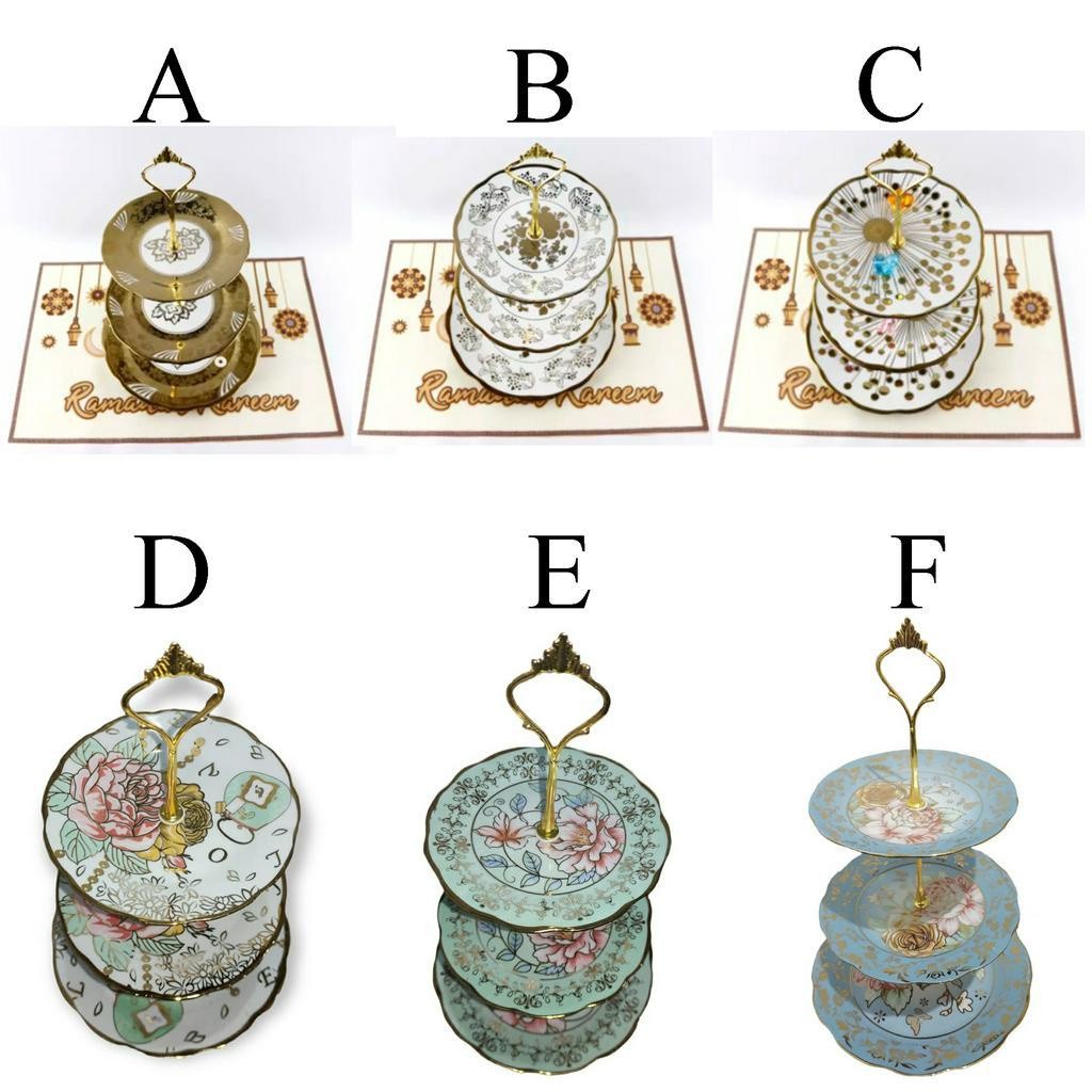 FLASHSALE [GGW] KERAMIK PIRING SUSUN 3 DAN PIRING SUSUN 2 UNTUK TEMPAT BUAH/ KUE / PERMEN / PIRING