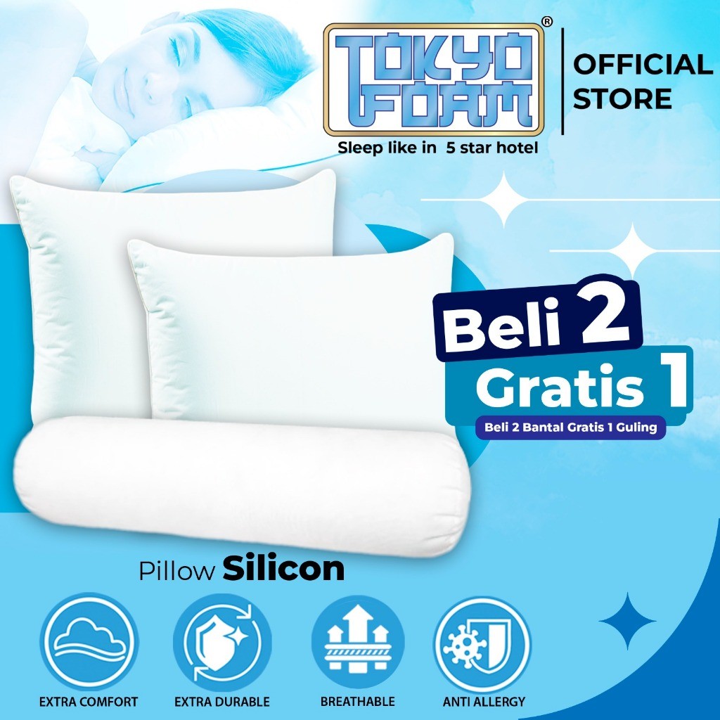 DREAMVIBE SILICON ( BELI 2 GRATIS 1 ) Bantal Guling SILICON by TOKYOFOAM 100% Silicon Microfiber