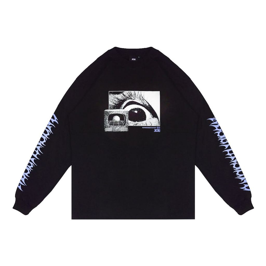 308 ABSLTUNSCRD - T-SHIRT LS OVS TV EYE - BLACK