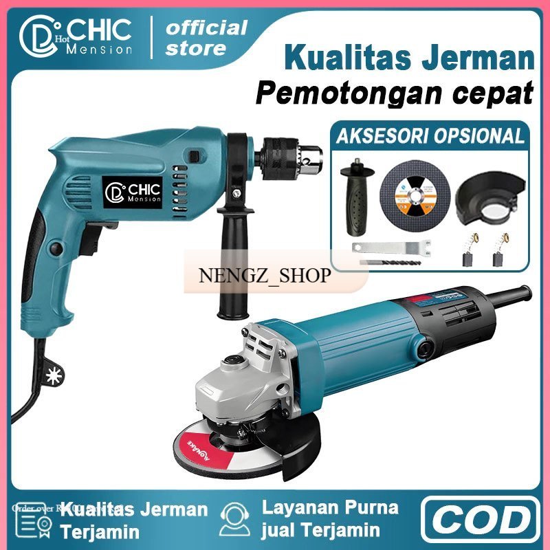 CHIC Gerinda dan bor paket bor gerinda bor gerinda paket bor dan gerinda mesin gerinda tangan paket 
