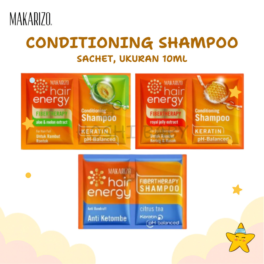 HBK Makarizo Hair Energy Fibertheraphy Condition Shampoo 10ml Sampo Kondisioner Pencegah Rambut Ront