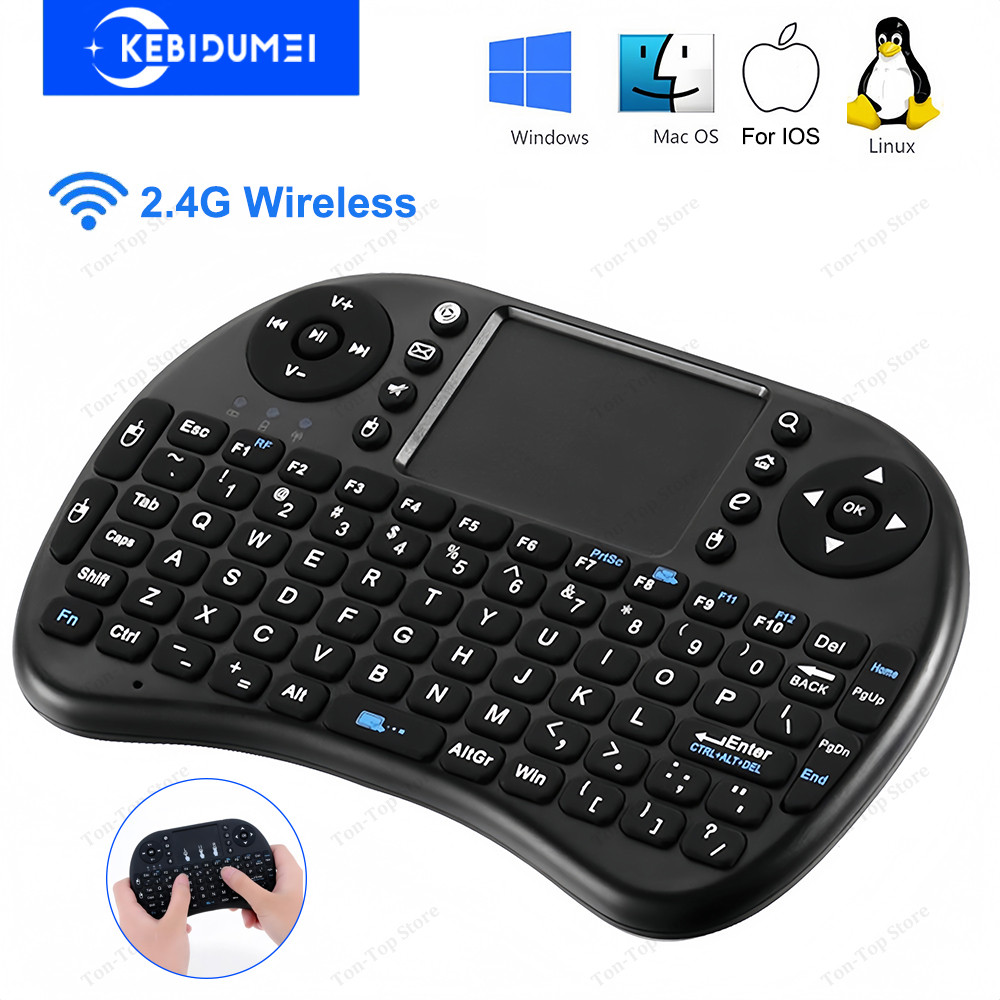 USB 2.4G Wireless Keyboard English Mini Keyboard Handheld Keyboard with Toupad for PC Android Window