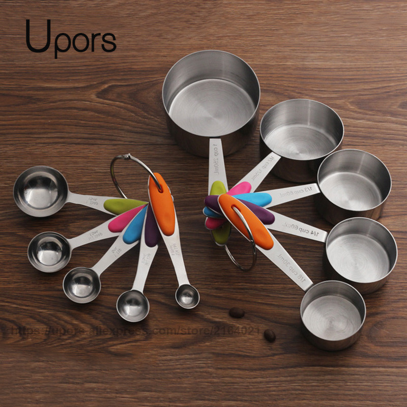 Stainless Steel Measuring Cups and Spoons Set Stackable Tablespoons Kitchen Measuring Spoon Measurin