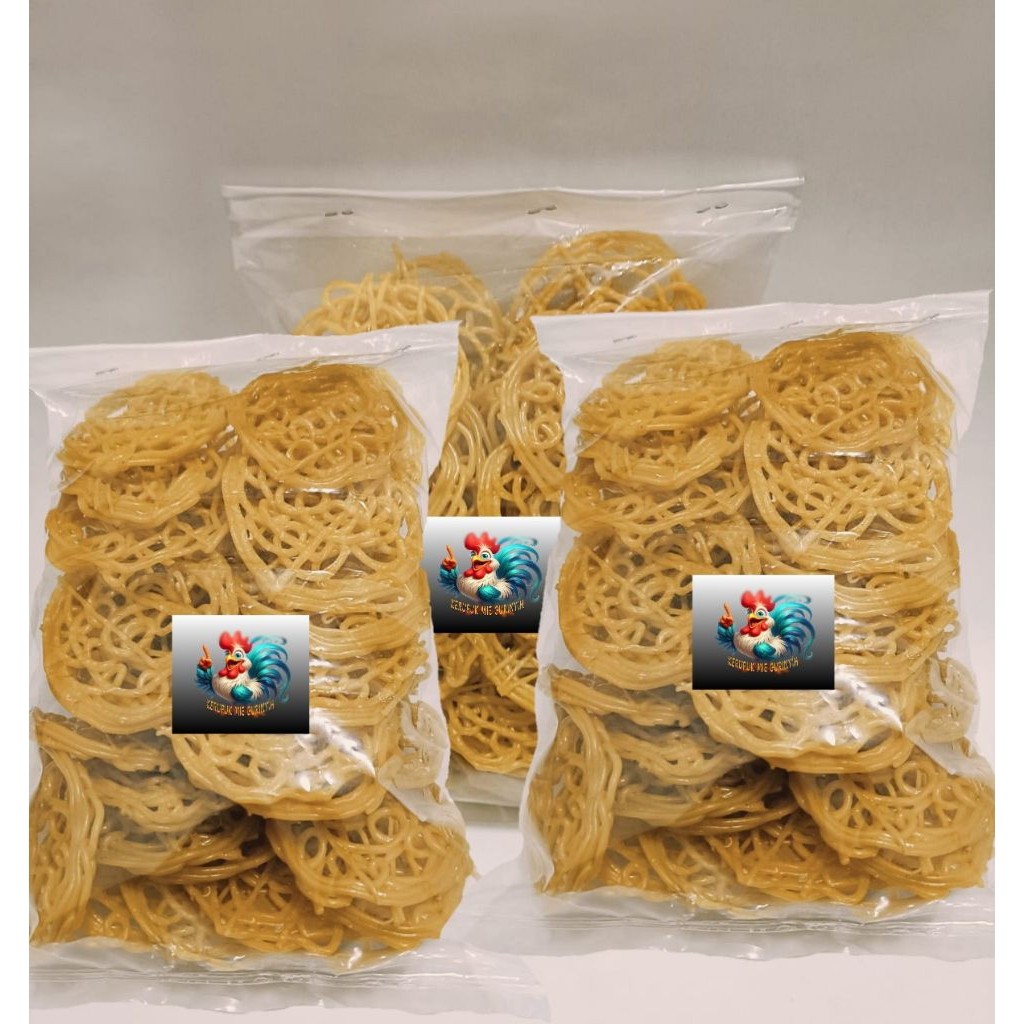 Kerupuk Mie Kuning / Kerupuk Mie Kuning Mentah Ukuran Sedang / Kerupuk Asinan Mentah