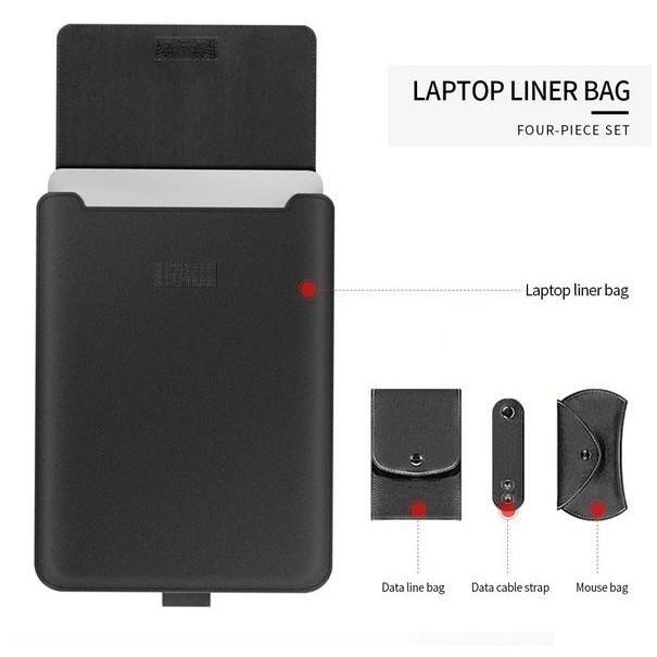 Laptop  Pavilion X360 14" Tas Leather Case Sleeve Cover Mousepad - Hitam