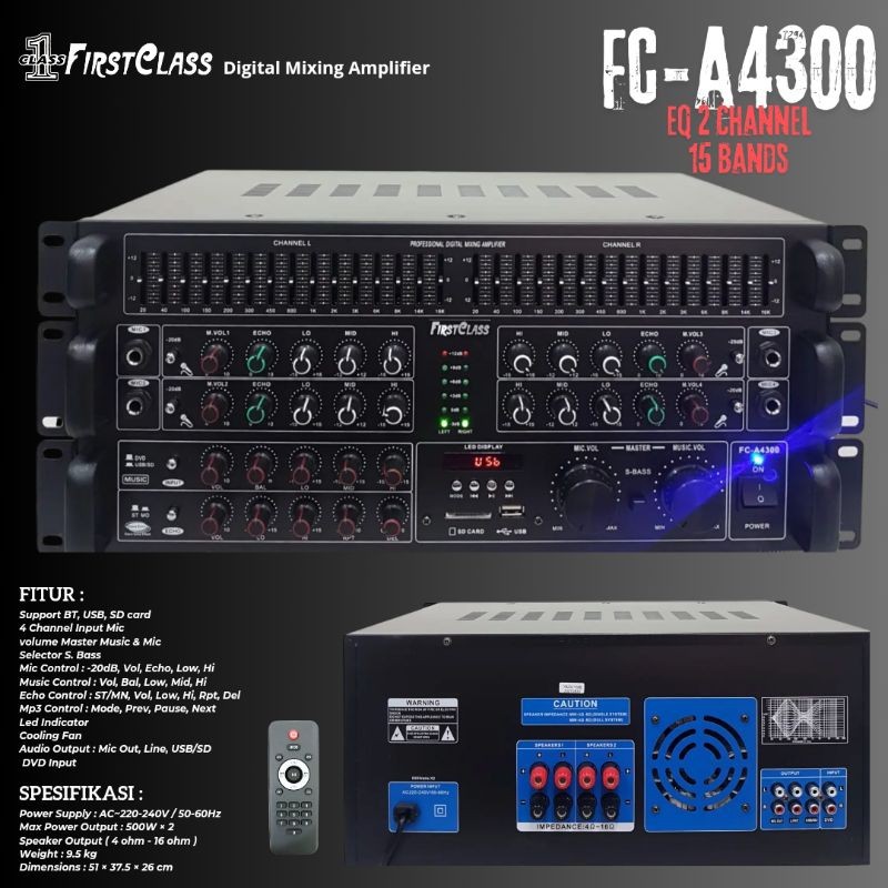 Professional Digital Mixing Amplifier Firstclass FC A4300 | Amplifier FC A4300