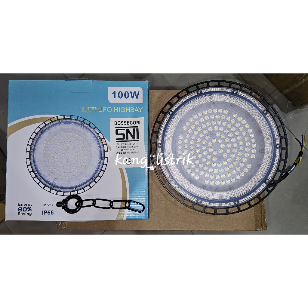 BOSSECOM LAMPU UFO HIGHBAY 100 WATT BOSSECOM HIGHBAY 100W BE6206