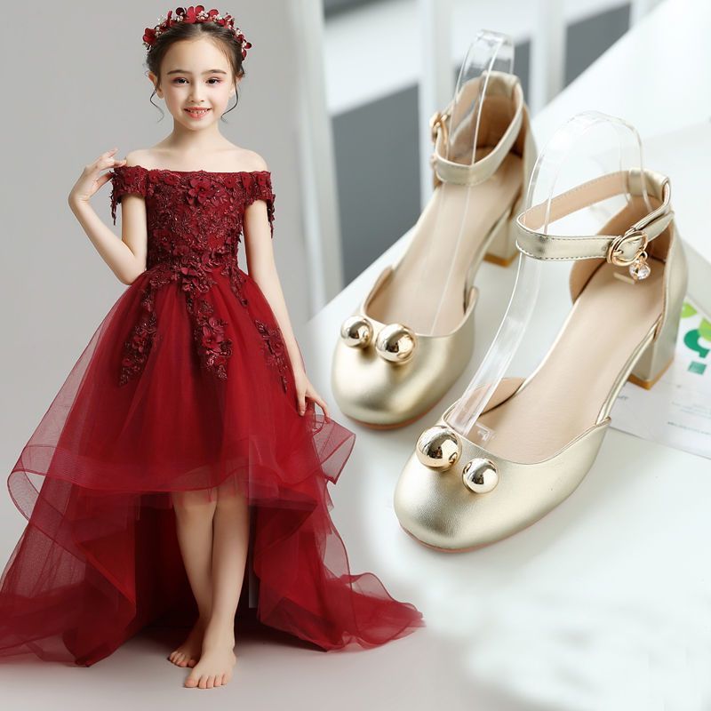 Anak Perempuan Model Putri Sepatu Single Hak Tinggi Kristal