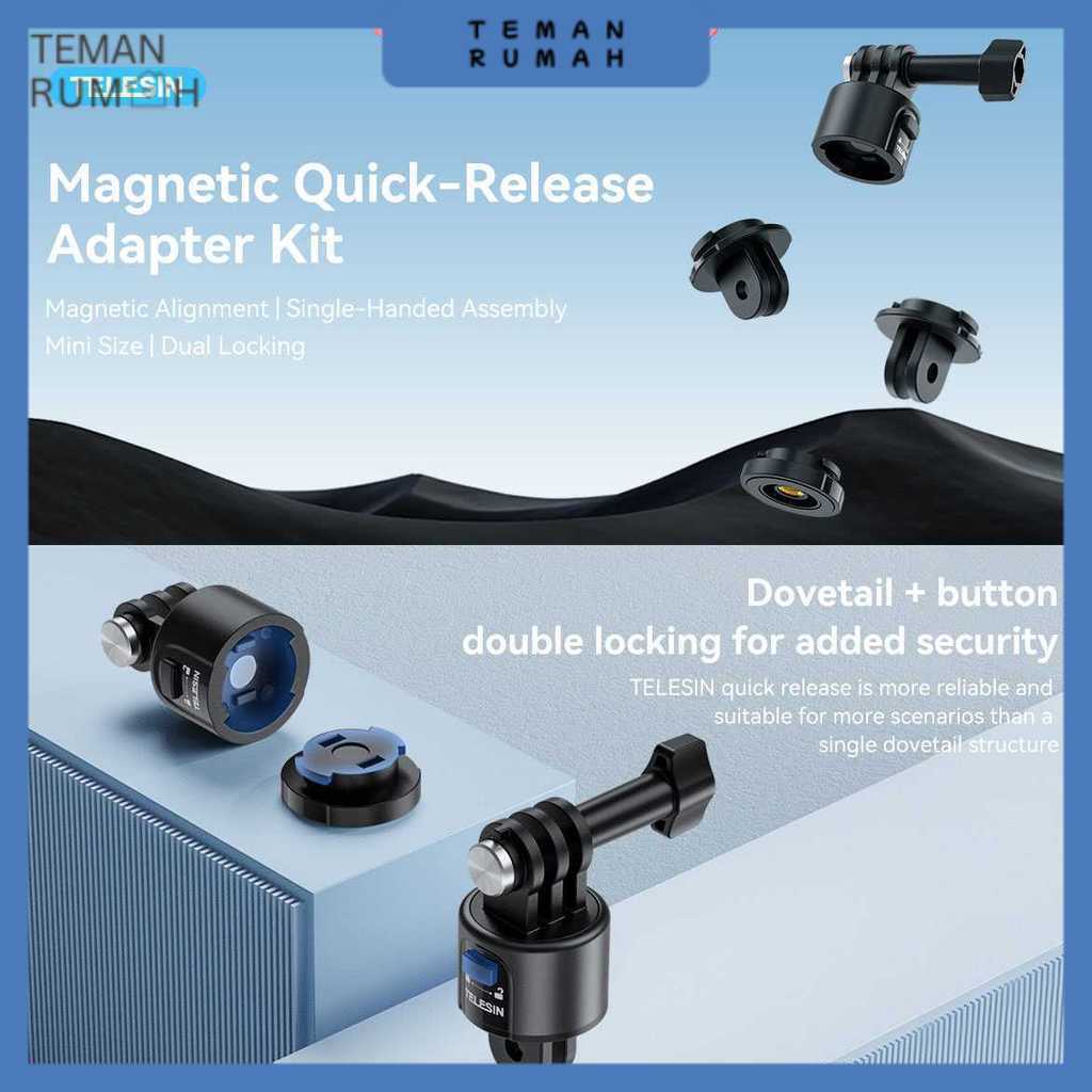 TELESIN Adapter Magnetic Quick Release 3 Prong to 2 Prong 1/4 Thread - CQM-001