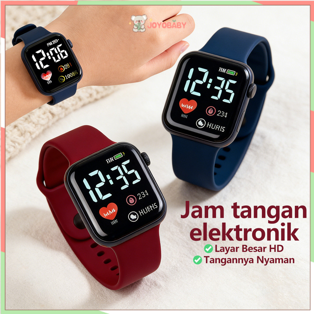 Joyobaby Jam Tangan LED Digital Jam Tangan Karet LED Tahan Air Jam Tangan Anak Cowok Cewek Digital R