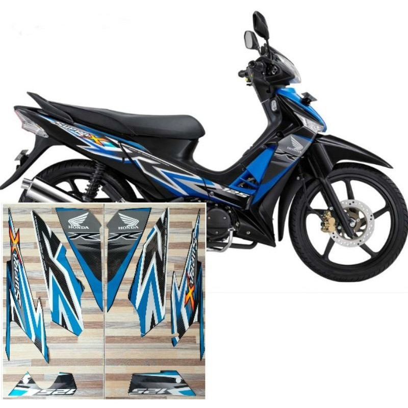 striping original Honda Supra X 125 R cw hitam biru tahun 2012