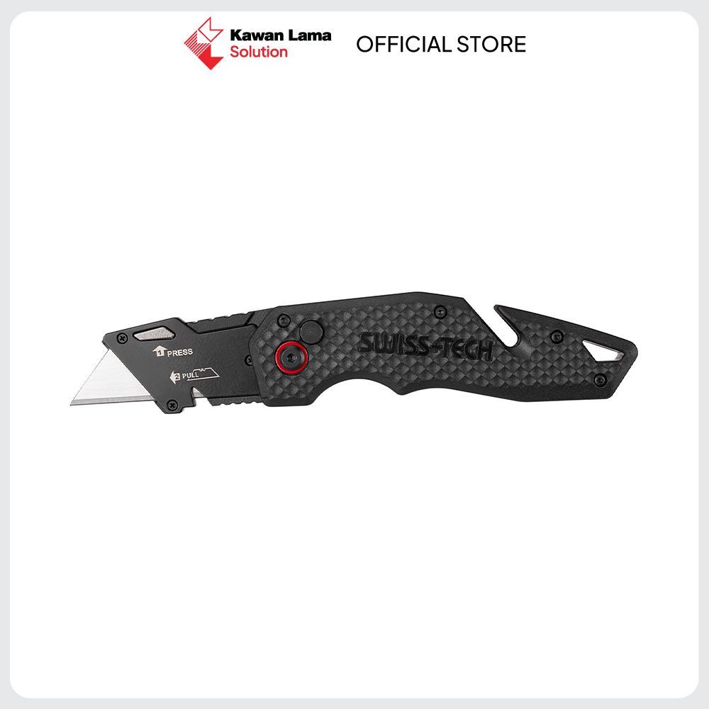 KLS Swiss Tech Pisau Serbaguna Speed Opening - Hitam Utility Knife