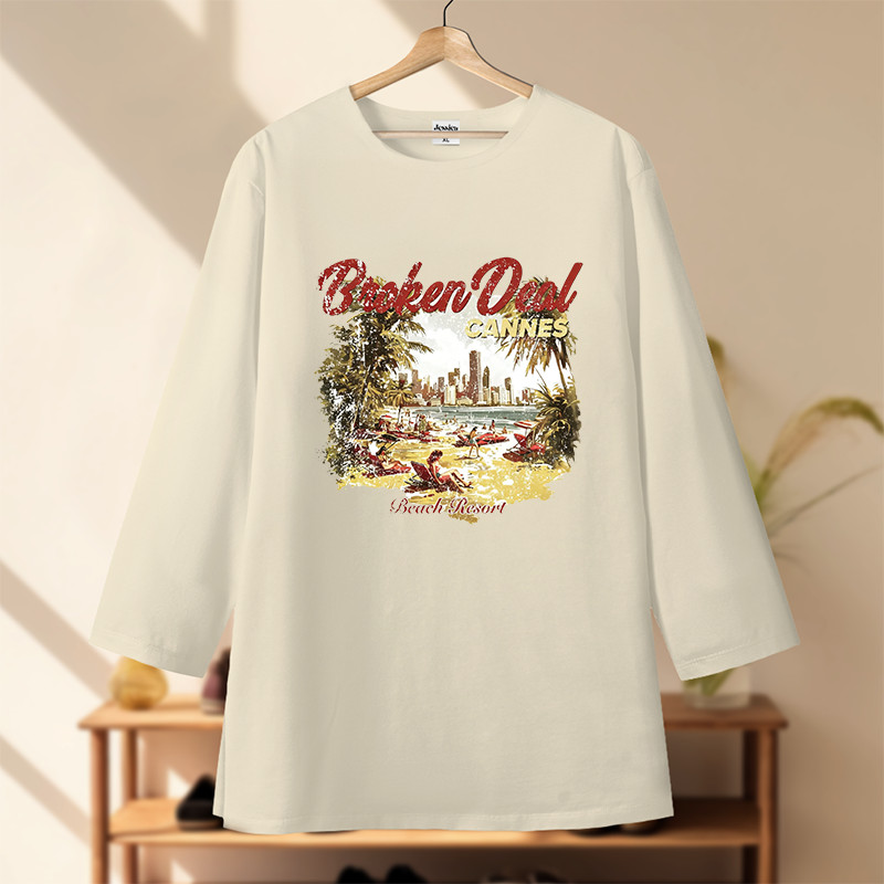 JESSICA KOREA PREMIUM EFFORTLESSL Y BEAUTY Kaos Lengan 7/8 Unisex | Broken Coast Paradise | Bahan Co