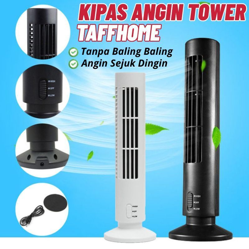 Taffhome Kipas Angin Menara Tower Fan USB Angin Kencang Sejuk Cool