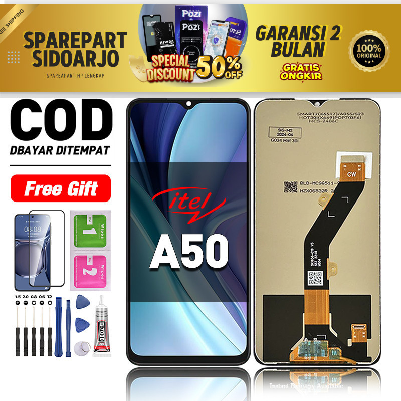 LCD Itel A50 Fullset hp layar Touchscreen untuk Glass Touch Screen Digitizer COD -original free lem-