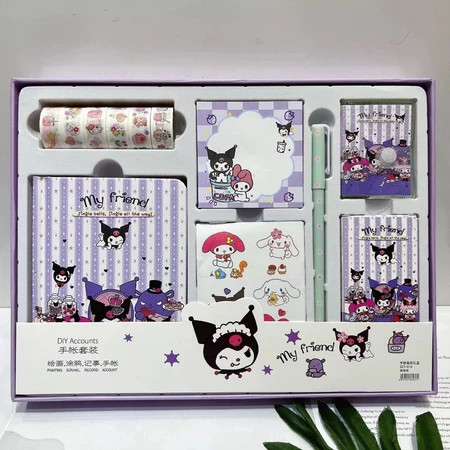 Paket Jurnal Set/Gift Box Hampers anak/Hadiah / Notebook Journal Diary / 6 in 1 Boba Alat Buku Tulis