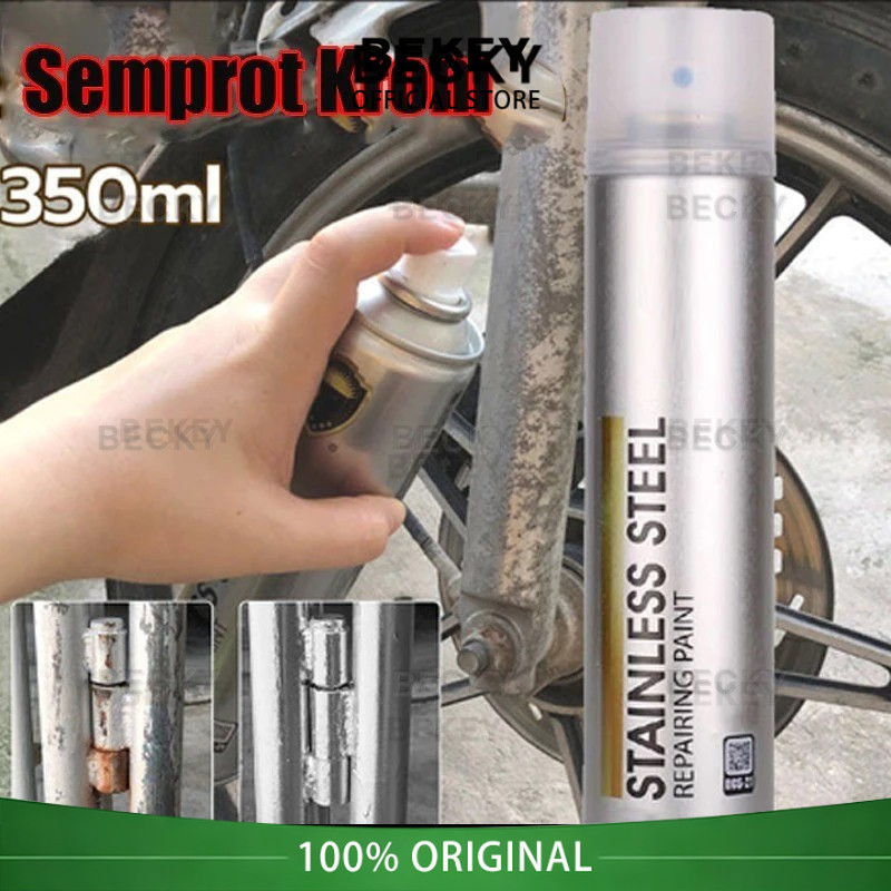 BEKEY Cat Semprot Chrome 350ml Chrome Spray Pain Krum Stainless Automotive Metallic Paint Chrome No 
