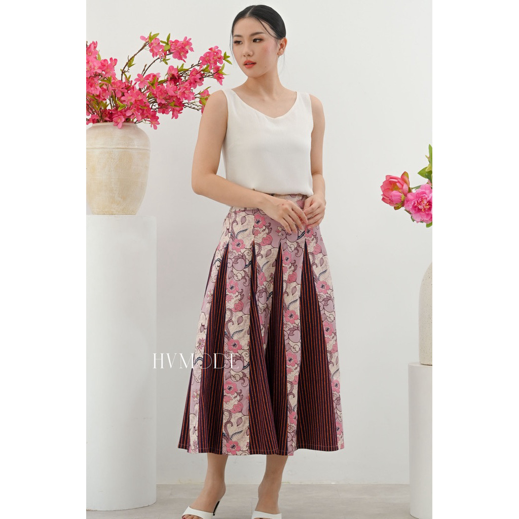 Rok  7/8 , Rok Panjang Rok batik wanita Rok bahan katun Strech 291ACA
