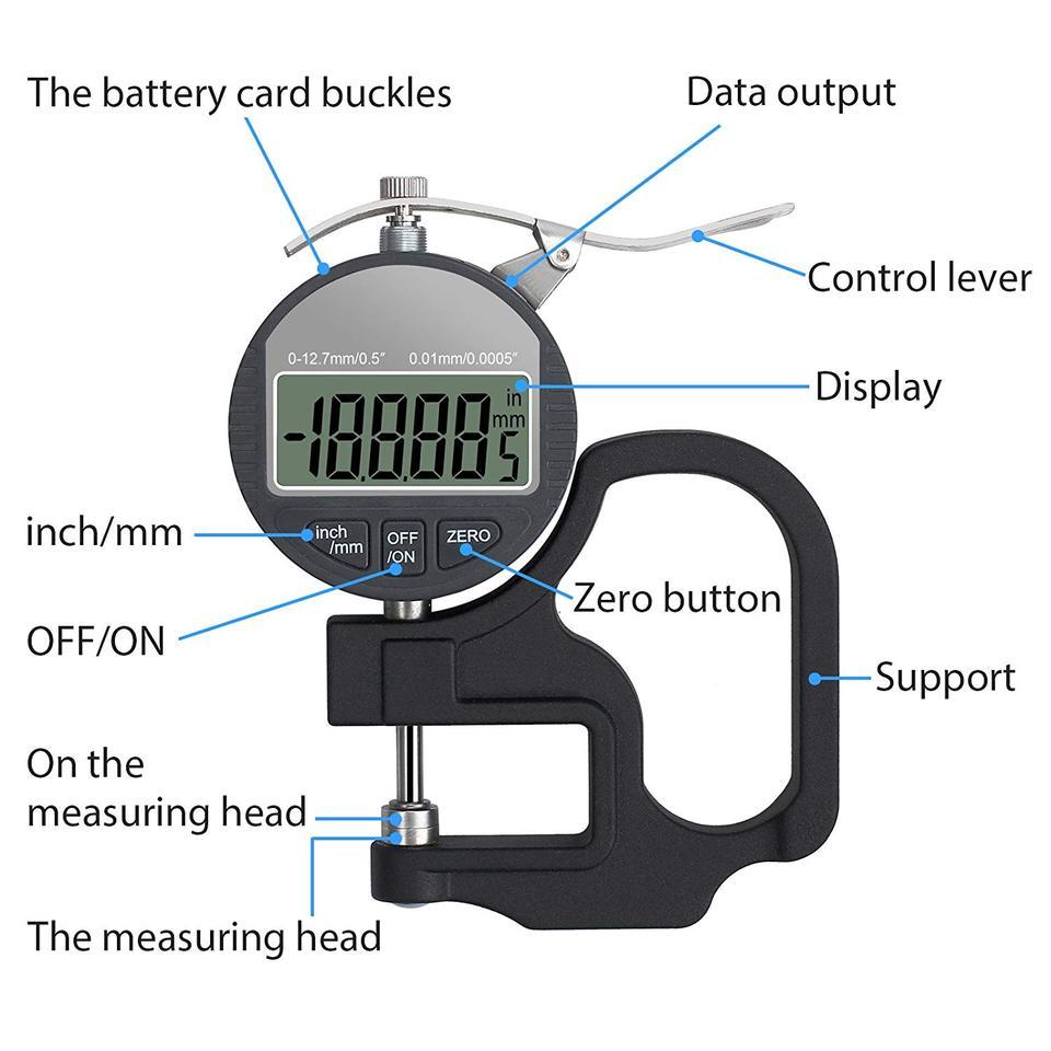 0.01mm / 0.001mm Electronic Thickness Gauge 12.7mm 25.4mm Digital Micrometer Thickness Meter Microme