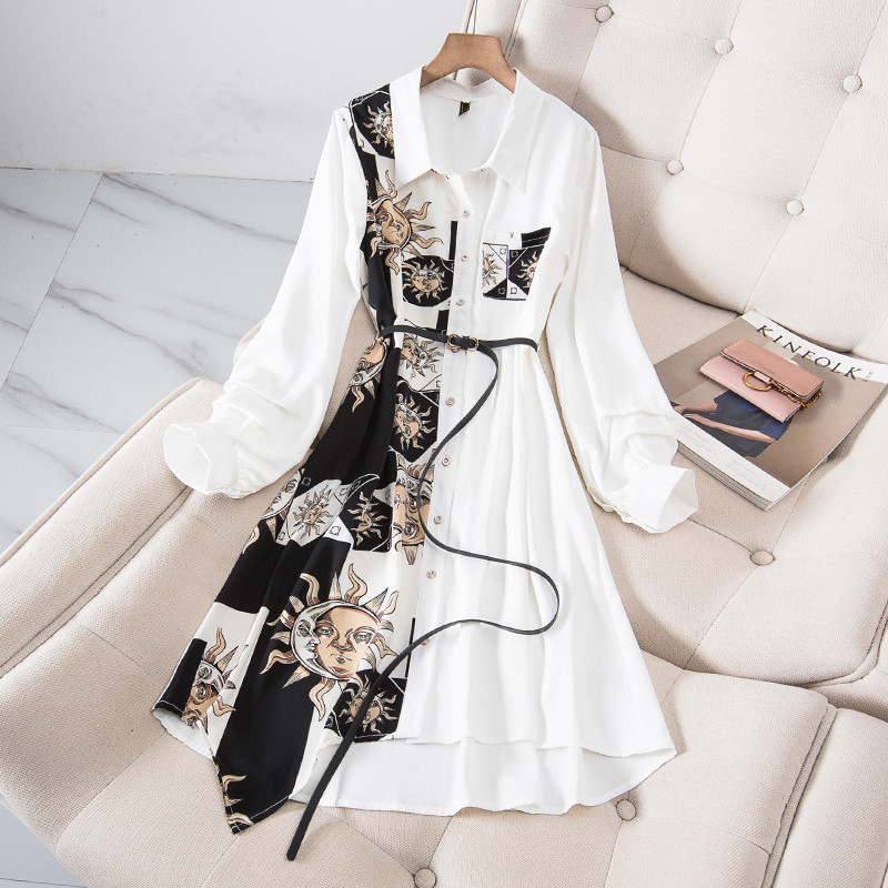 Midi Dress Putih Wanita Kekinian Casual Dress Lengan Panjang Vintage Gaun Kondangan Mewah Simple Ele