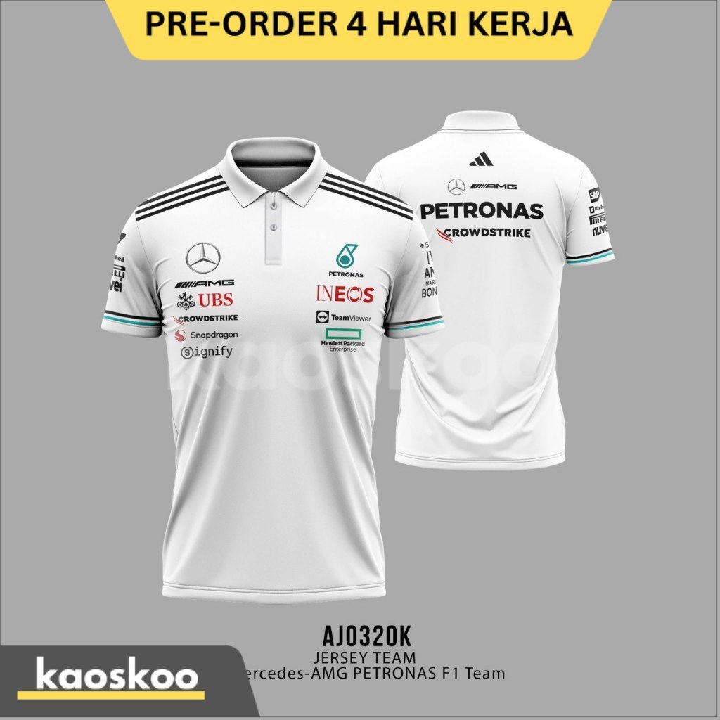 Kaos Polo Jersey F1 Mercedes AMG Formula One Racing Team 2025