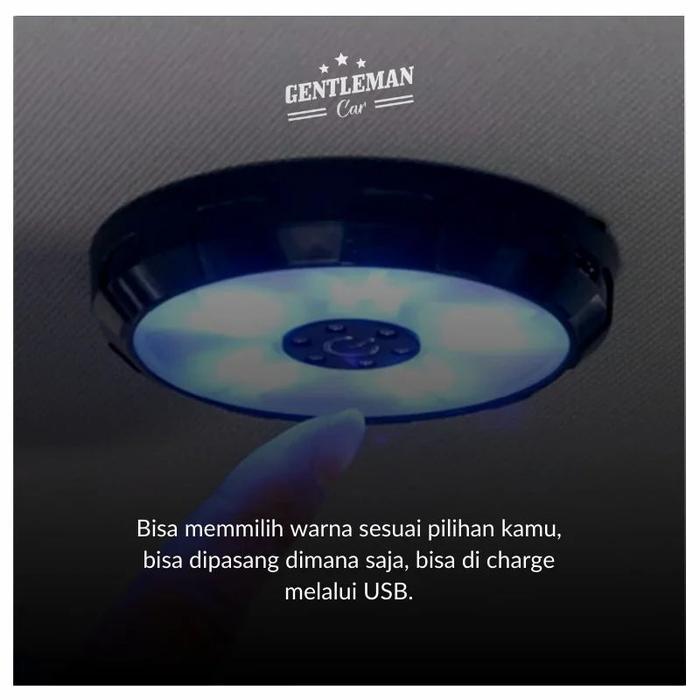 Car LED 3 Color Portable Lampu Baca Magnet Interior USB Plafon Atap Mobil