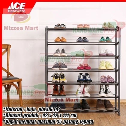 Mizzea Mart Rak Sepatu Tempat Sepatu Dan Sandal Shoe Rack 7 Tingkat Abu abu Stora Original Ace Hardw