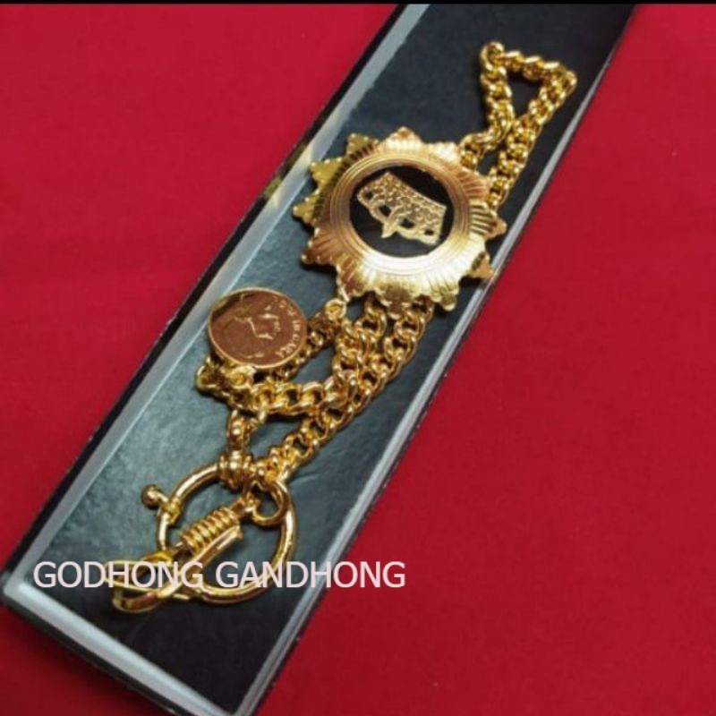 Pin Bros Rantai Beskap Bahan Kuningan Warna Emas Logo Mahkota LSP2