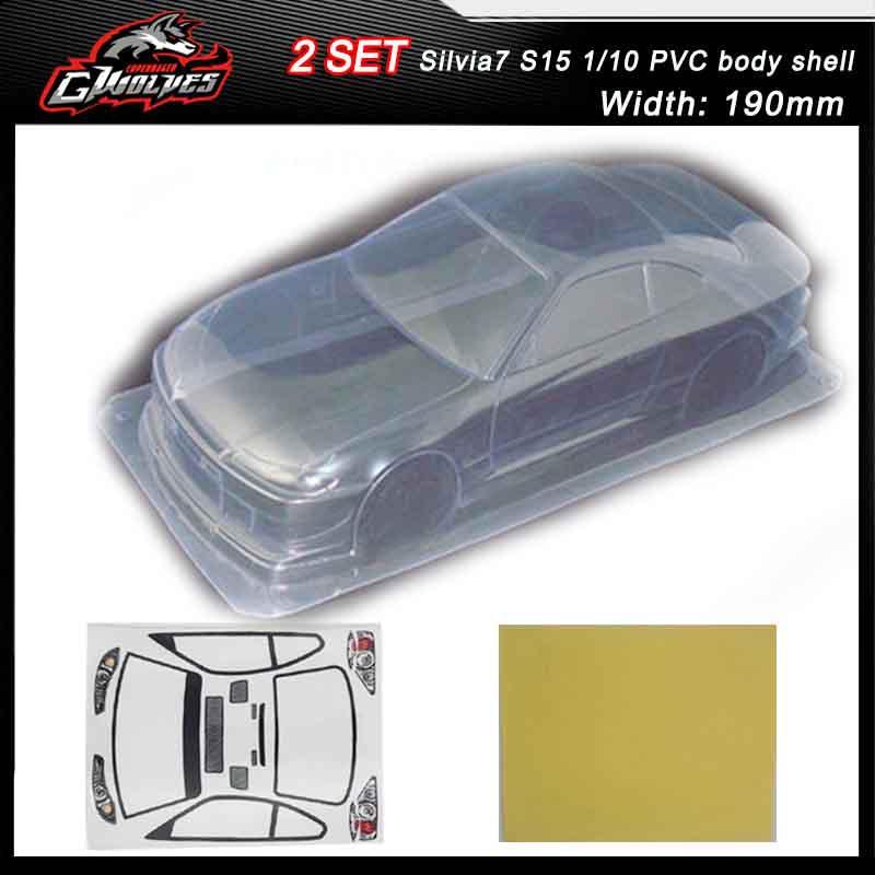 2pcs/lot Silvia7 S15 1/10 1:10 PVC Transparent clean no painted drift body shell for RC hobby racing