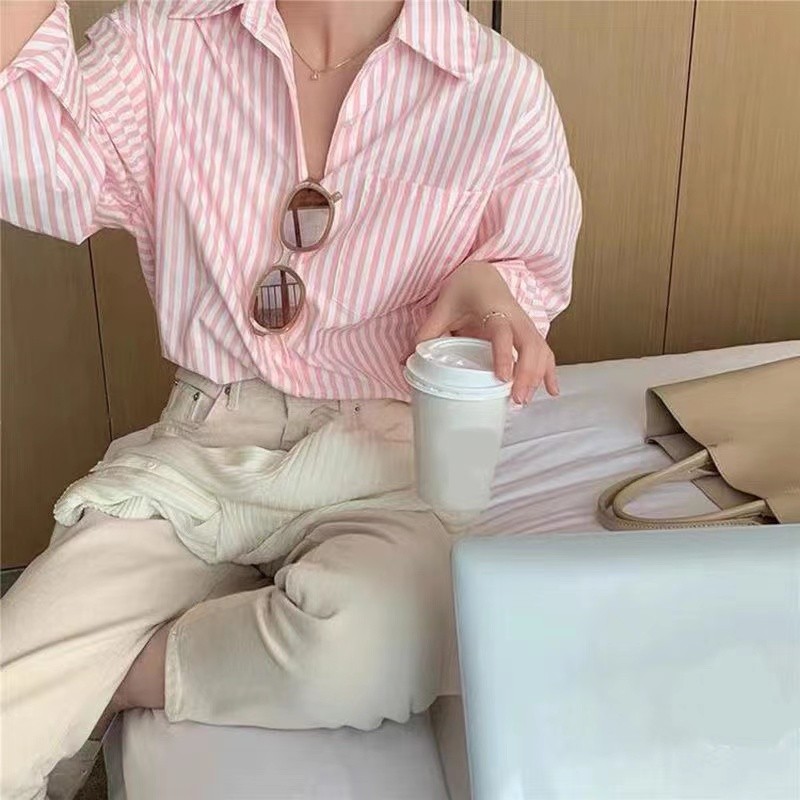 Korean Style Women Ladies Loose Long Sleeve Shirt Blouse Baju Baju Wanita New