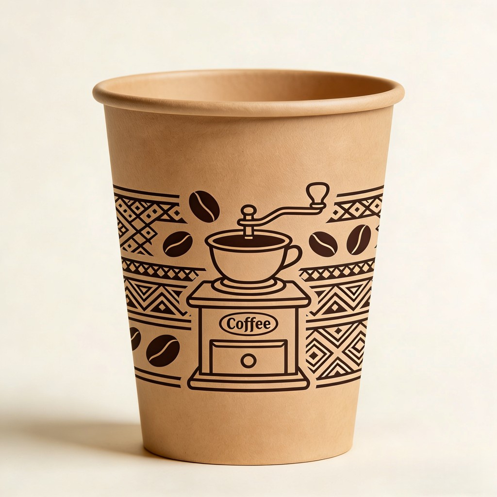 Gelas Kertas Paper cup Single Wall Kraft 8oz 12oz cup coffee + tutup custom | gelas kertas tahan pan