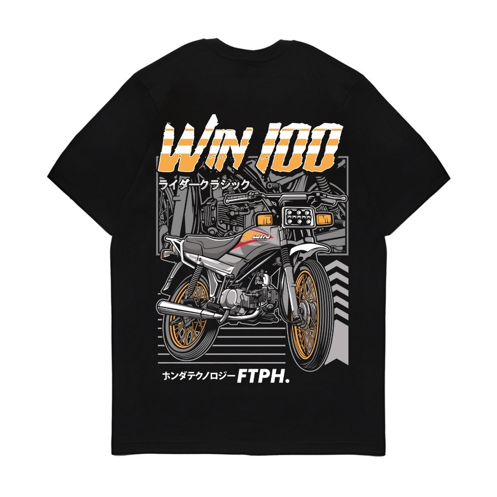 Ranberry Graphic t-shirt Kaos Baju Atasan Tshirt Lengan Pendek Black Motor Honda Win100 FTPH Origina