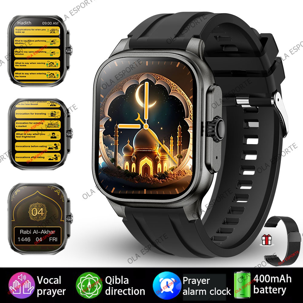 Muslim Smart Watch 201 Square Smart Watch for Men Health Monitoring Islamic Quran Watch Prayer Bluet