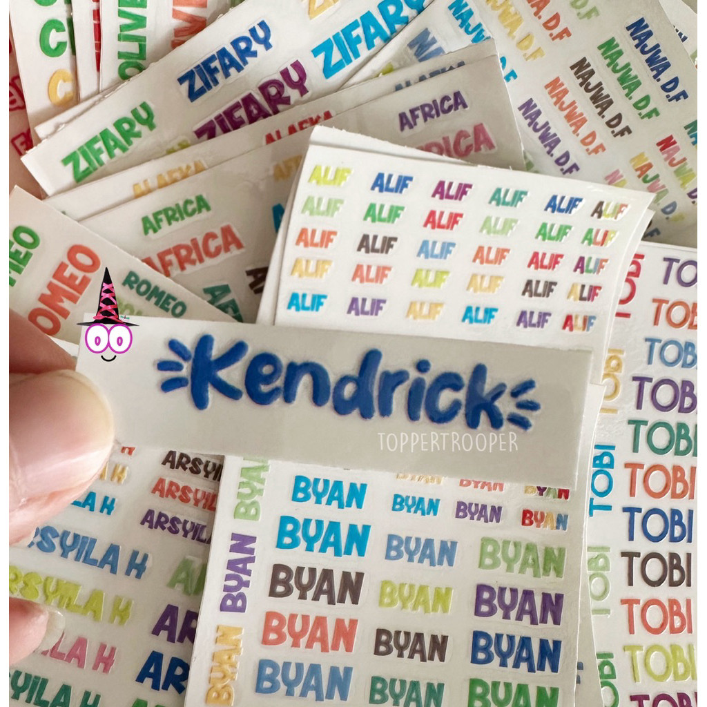 Sticker 1 Size Kecil / Sedang / Besar | Stiker Label Nama waterproof UV DTF timbul | anti air sticke