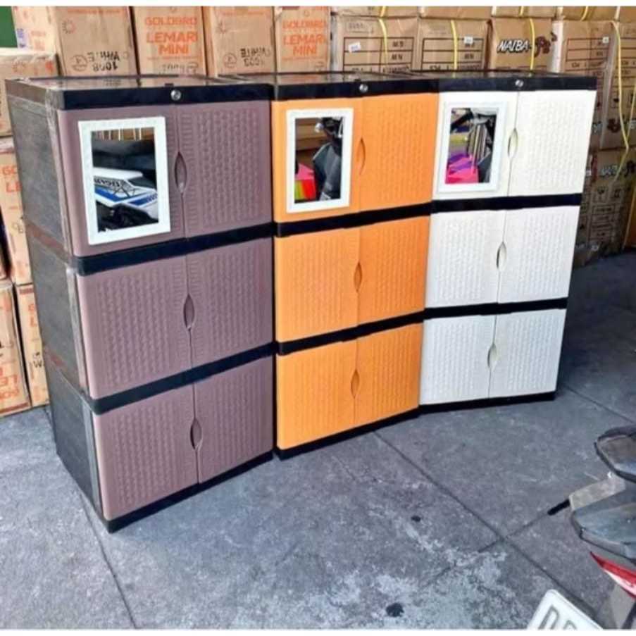 Lemari pakaian cabinet 3 pintu 4 pintu baju plastik cabinet modern - Lemari plastik murah