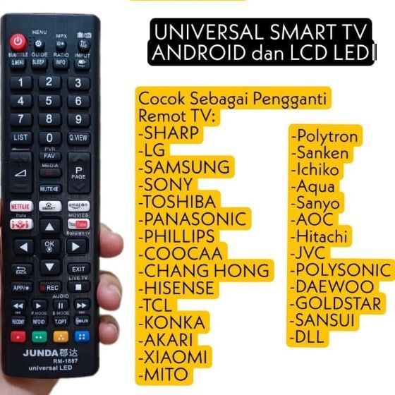 "Remote TV Universal - Remot MASTER LCD LED SMART TV RM1887 Sharp LG Xiaomi Samsung Coocaa UNIVERSAL