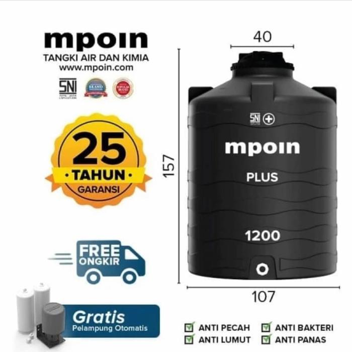 tandon air mpoin lampung / tower air Mpoin / toren air mpoin - Hitam, 1200L wave std