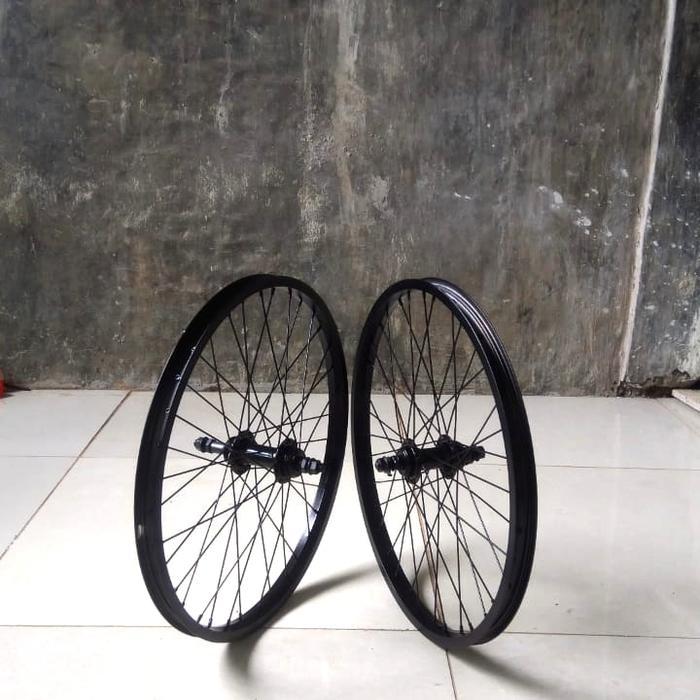 1 pasang rims velg 20 hitam untuk sepeda lipat minion bmx mini cakram
