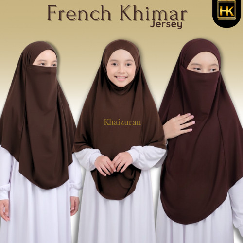 French Khimar Anak Bahan Jersey Premium Usia 4-8Tahun