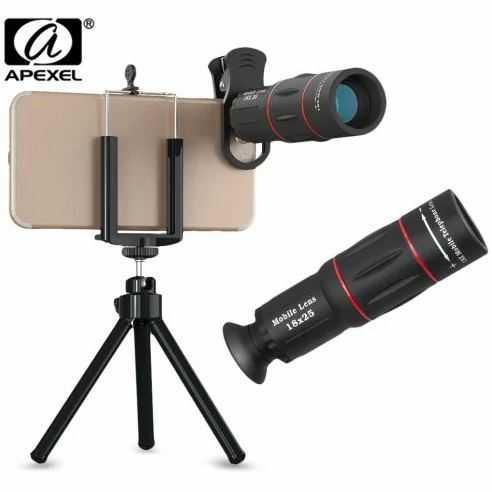 lensa Telephoto apexel 18X25 dengan Tripod lensa apexel 18X Zoom - Hitam